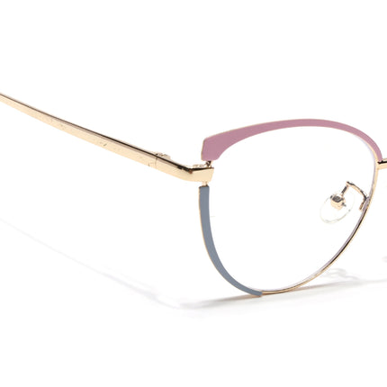 Voyage Glam Pink, Blue & Golden Cateye Eyeglasses for Women - MG4430-C3