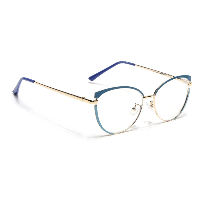 Voyage Glam Purple, Blue & Golden Cateye Eyeglasses for Women - MG4431-C4
