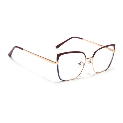 Voyage Glam Red, Blue & Golden Cateye Eyeglasses for Women - MG4406-C2