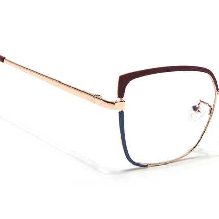 Voyage Glam Red, Blue & Golden Cateye Eyeglasses for Women - MG4406-C2