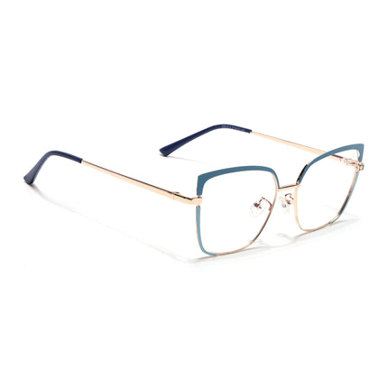 Voyage Glam Sky Blue & Golden Cateye Eyeglasses for Women - MG4407-C3