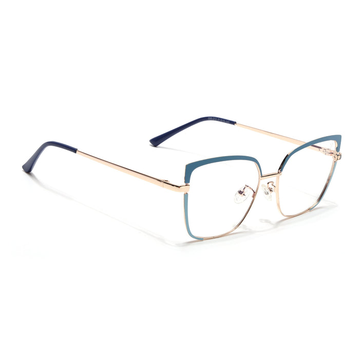 Voyage Glam Sky Blue & Golden Cateye Eyeglasses for Women - MG4407-C3
