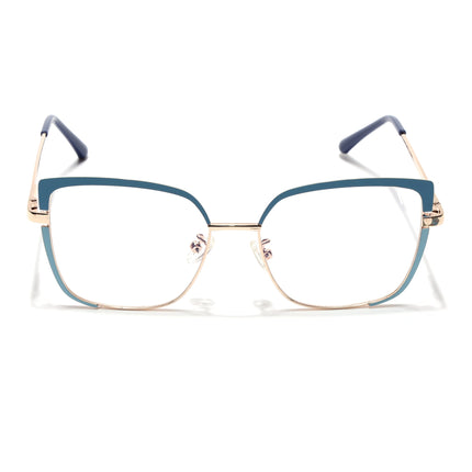 Voyage Glam Sky Blue & Golden Cateye Eyeglasses for Women - MG4407-C3