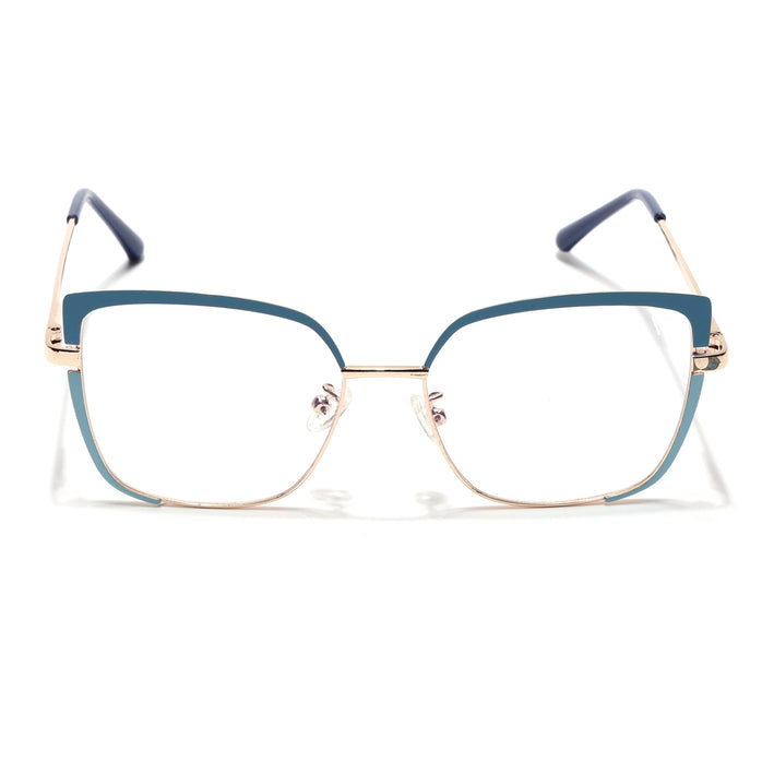 Voyage Glam Sky Blue & Golden Cateye Eyeglasses for Women - MG4407-C3