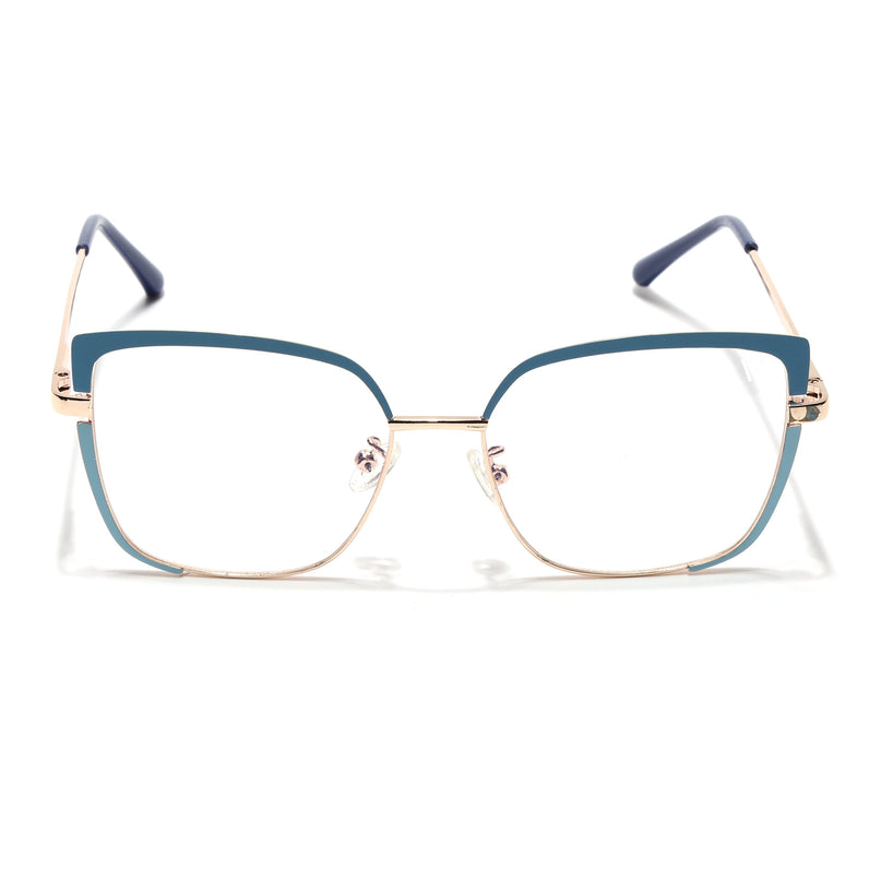 Voyage Glam Sky Blue & Golden Cateye Eyeglasses for Women - MG4407-C3