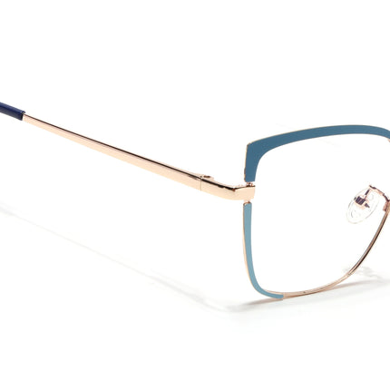 Voyage Glam Sky Blue & Golden Cateye Eyeglasses for Women - MG4407-C3