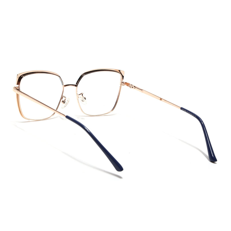 Voyage Glam Sky Blue & Golden Cateye Eyeglasses for Women - MG4407-C3