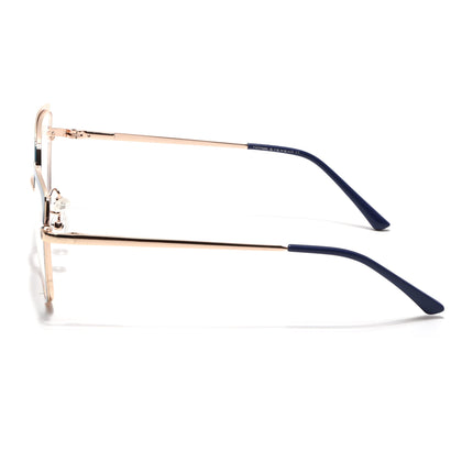 Voyage Glam Sky Blue & Golden Cateye Eyeglasses for Women - MG4407-C3