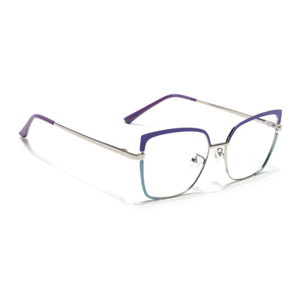 Voyage Glam Purple, Sky Blue & Golden Cateye Eyeglasses for Women - MG4408-C4