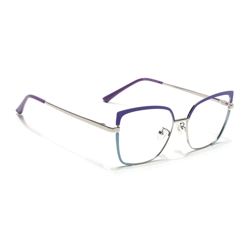 Voyage Glam Purple, Sky Blue & Golden Cateye Eyeglasses for Women - MG4408-C4
