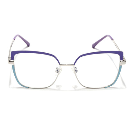 Voyage Glam Purple, Sky Blue & Golden Cateye Eyeglasses for Women - MG4408-C4