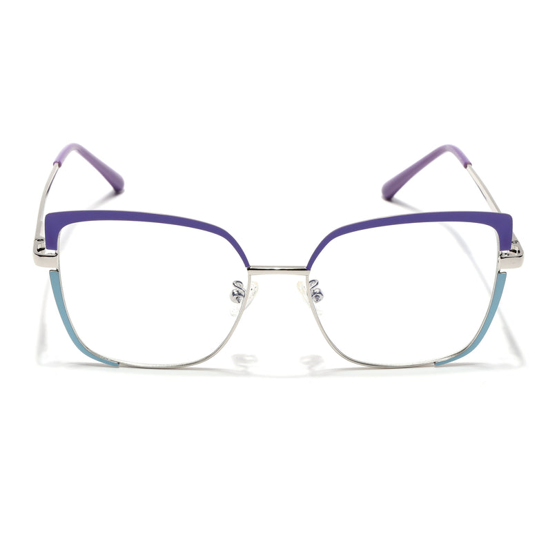Voyage Glam Purple, Sky Blue & Golden Cateye Eyeglasses for Women - MG4408-C4