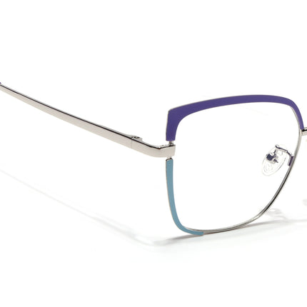 Voyage Glam Purple, Sky Blue & Golden Cateye Eyeglasses for Women - MG4408-C4