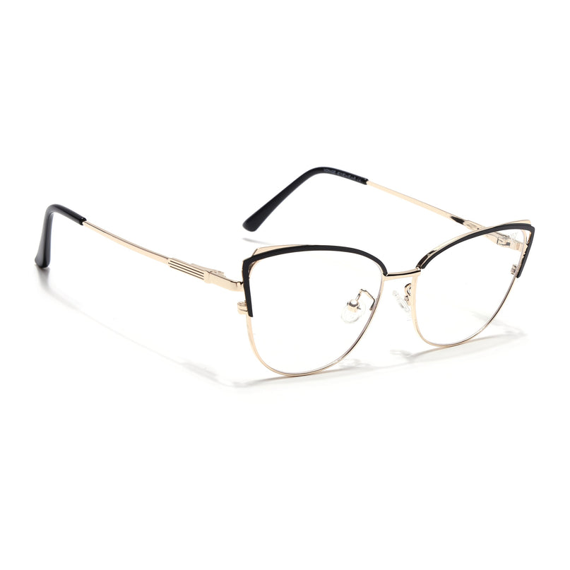 Voyage Glam Black & Golden Cateye Eyeglasses for Women - MG4423-C1