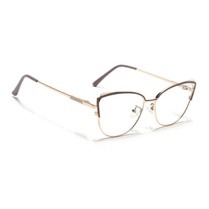 Voyage Glam Brown & Golden Cateye Eyeglasses for Women - MG4425-C2
