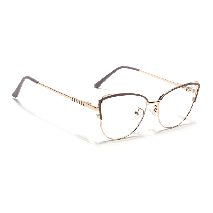 Voyage Glam Brown & Golden Cateye Eyeglasses for Women - MG4425-C2