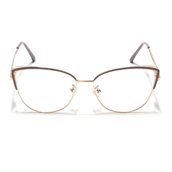 Voyage Glam Brown & Golden Cateye Eyeglasses for Women - MG4425-C2