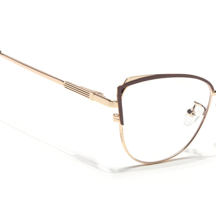 Voyage Glam Brown & Golden Cateye Eyeglasses for Women - MG4425-C2