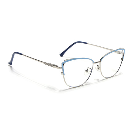Voyage Glam Sky Blue & Golden Cateye Eyeglasses for Women - MG4426-C3