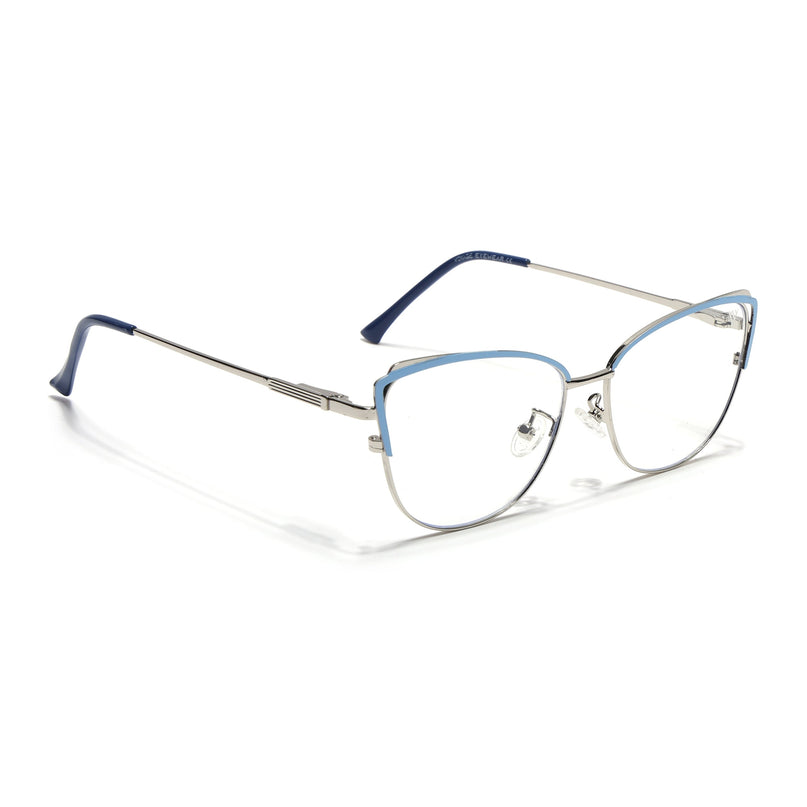 Voyage Glam Sky Blue & Golden Cateye Eyeglasses for Women - MG4426-C3