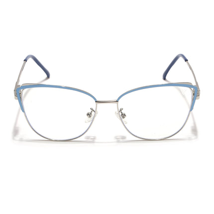 Voyage Glam Sky Blue & Golden Cateye Eyeglasses for Women - MG4426-C3