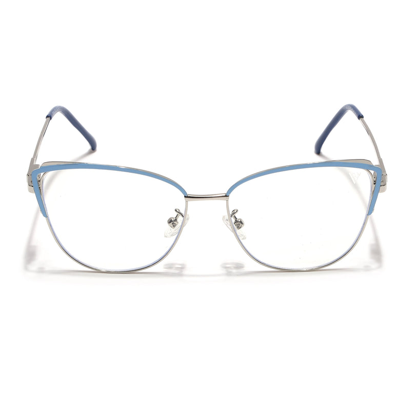 Voyage Glam Sky Blue & Golden Cateye Eyeglasses for Women - MG4426-C3
