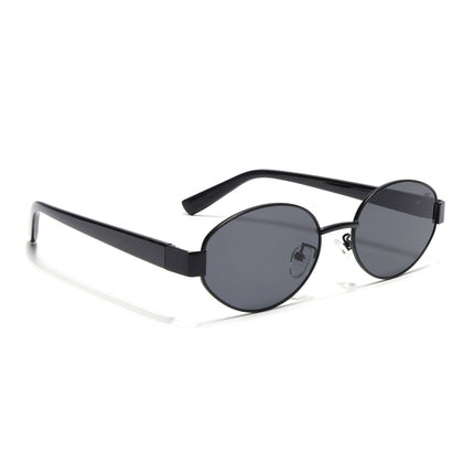 Oval Sunglasses for Men & Women (Black Lens | Black Frame - MG6893)
