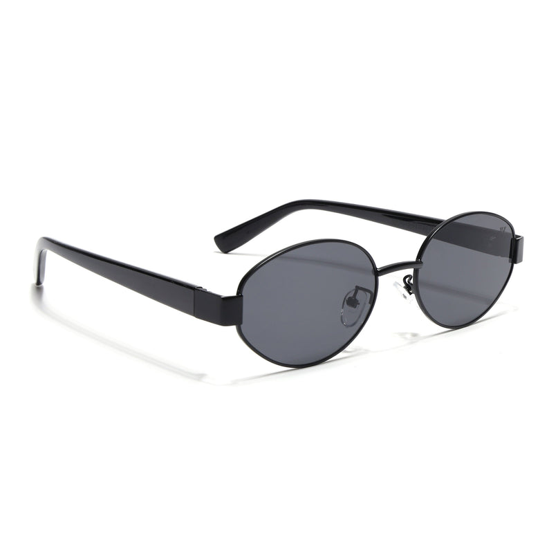 Oval Sunglasses for Men & Women (Black Lens | Black Frame - MG6893)
