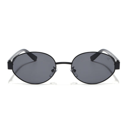 Oval Sunglasses for Men & Women (Black Lens | Black Frame - MG6893)