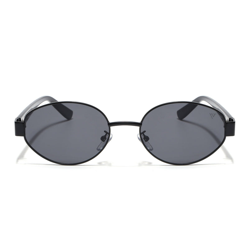 Oval Sunglasses for Men & Women (Black Lens | Black Frame - MG6893)