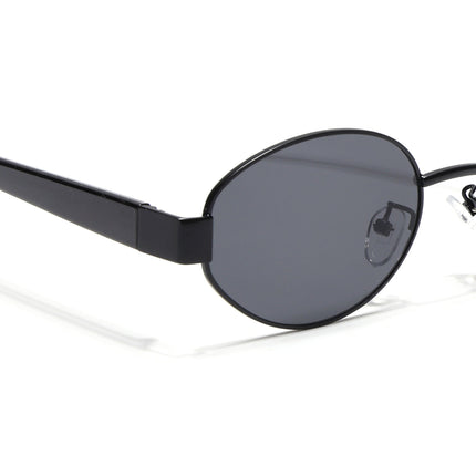 Oval Sunglasses for Men & Women (Black Lens | Black Frame - MG6893)