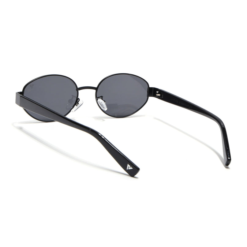 Oval Sunglasses for Men & Women (Black Lens | Black Frame - MG6893)