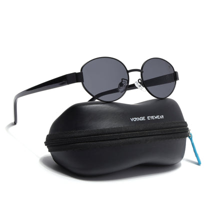 Oval Sunglasses for Men & Women (Black Lens | Black Frame - MG6893)