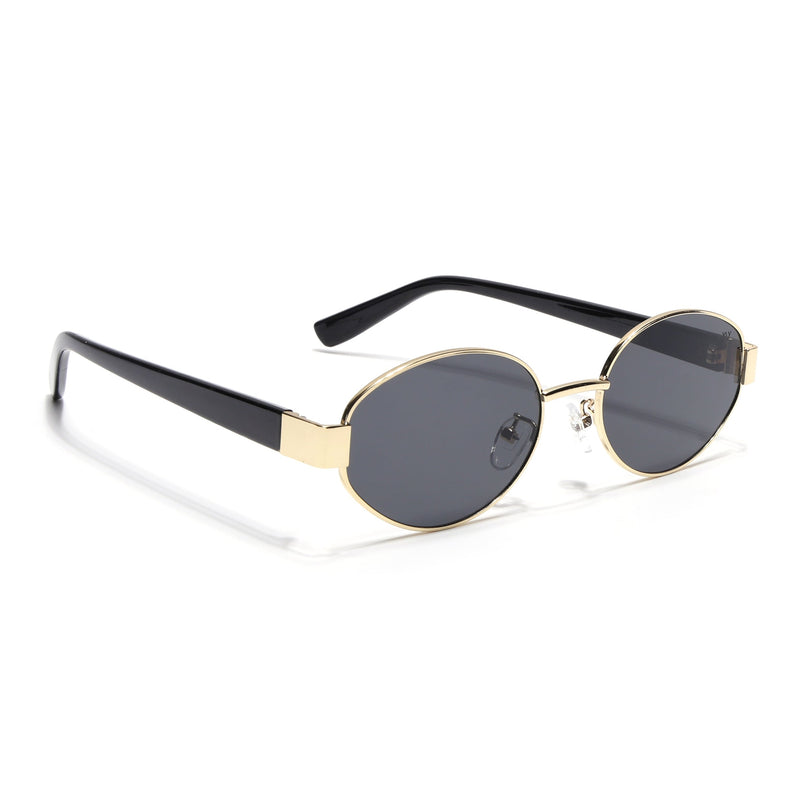 Oval Sunglasses for Men & Women (Black Lens | Golden Frame - MG6894)