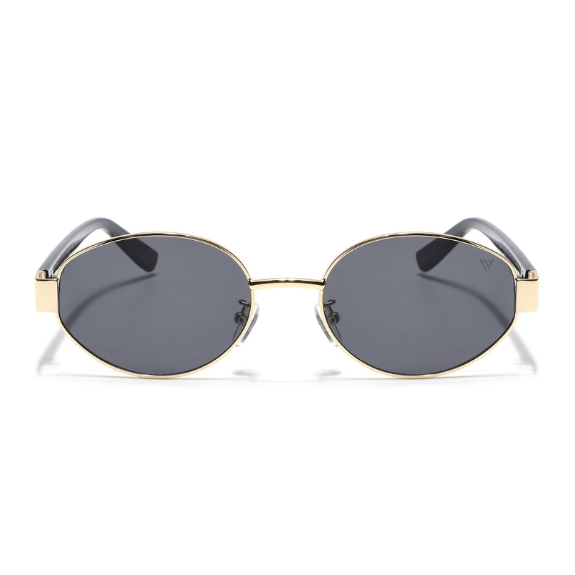 Oval Sunglasses for Men & Women (Black Lens | Golden Frame - MG6894)