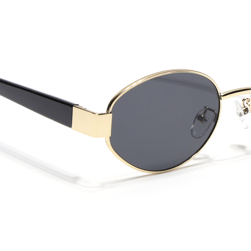 Oval Sunglasses for Men & Women (Black Lens | Golden Frame - MG6894)
