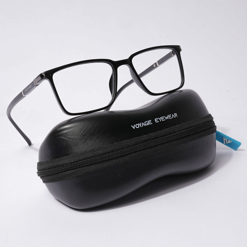 Voyage FlexLite Matt Black Rectangle Eyeglasses for Men & Women - MG5558-C1