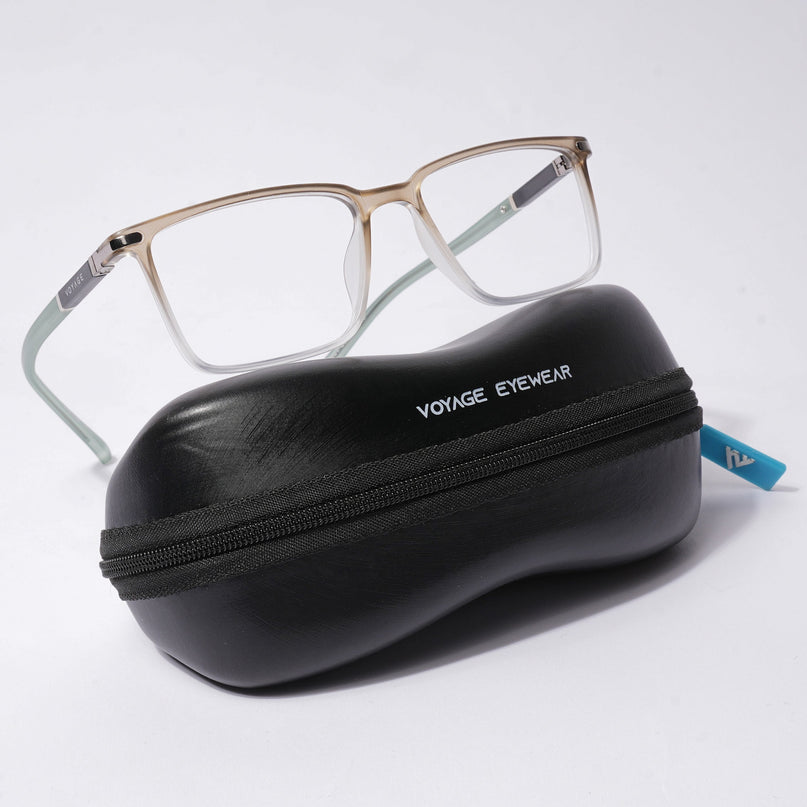 Voyage FlexLite Olive & Transparent Rectangle Eyeglasses for Men & Women - MG5561-C4