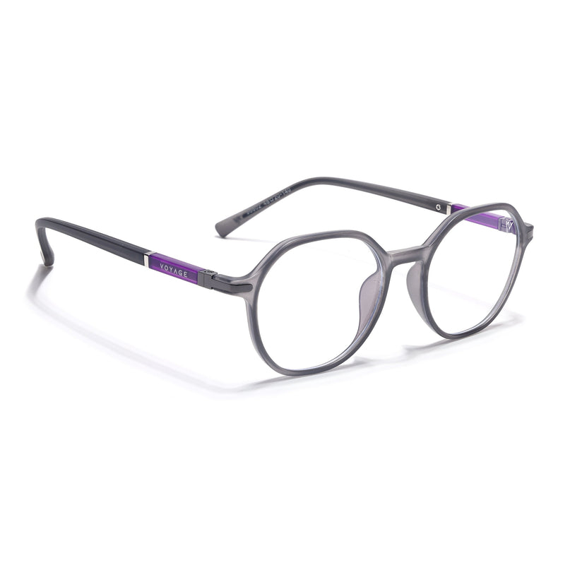 Voyage FlexLite Grey Geometric Eyeglasses for Men & Women - MG5565-C2