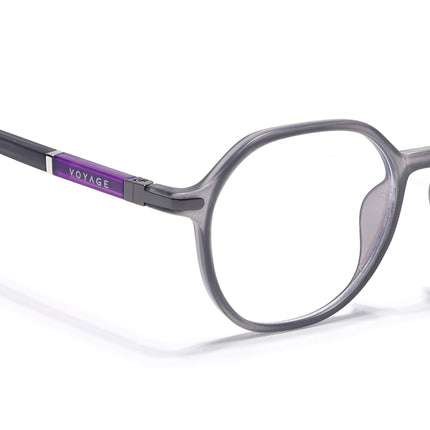 Voyage FlexLite Grey Geometric Eyeglasses for Men & Women - MG5565-C2
