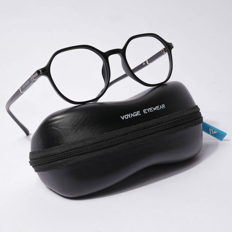 Voyage FlexLite Matt Black Geometric Eyeglasses for Men & Women - MG5564-C1