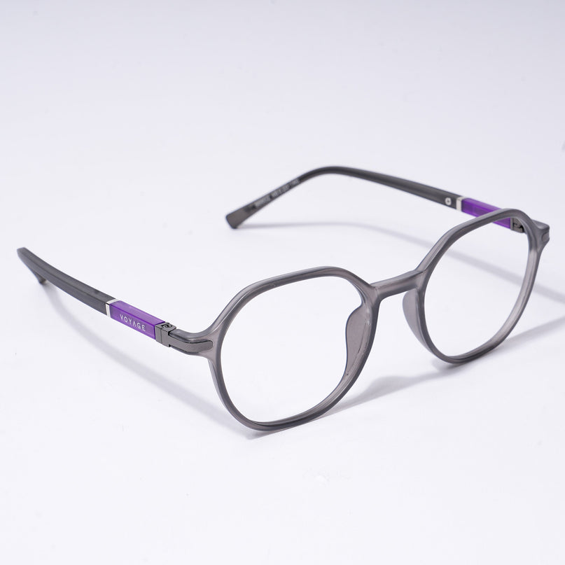 Voyage FlexLite Grey Geometric Eyeglasses for Men & Women - MG5565-C2