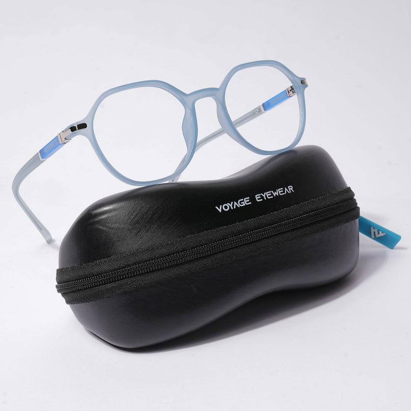 Voyage FlexLite Matt Blue Geometric Eyeglasses for Men & Women - MG5566-C3
