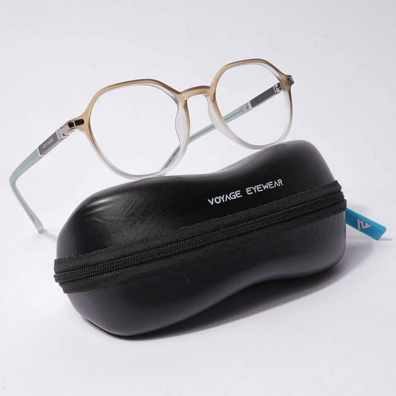 Voyage FlexLite Olive & Transparent Geometric Eyeglasses for Men & Women - MG5567-C4