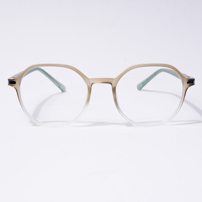 Voyage FlexLite Olive & Transparent Geometric Eyeglasses for Men & Women - MG5567-C4