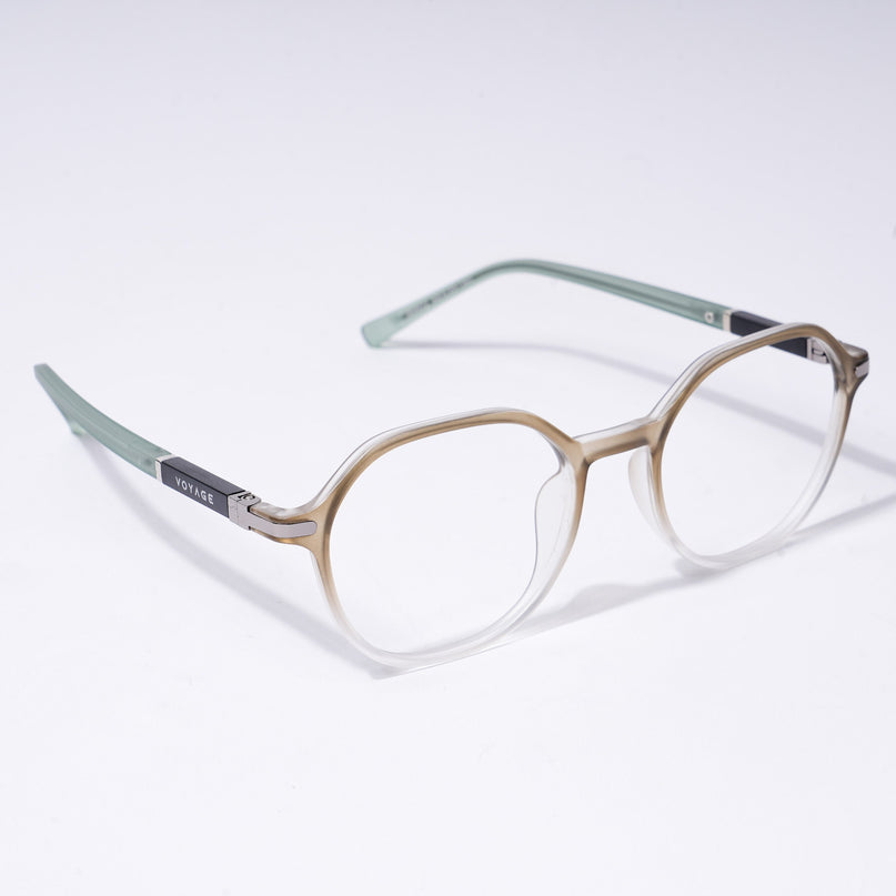 Voyage FlexLite Olive & Transparent Geometric Eyeglasses for Men & Women - MG5567-C4