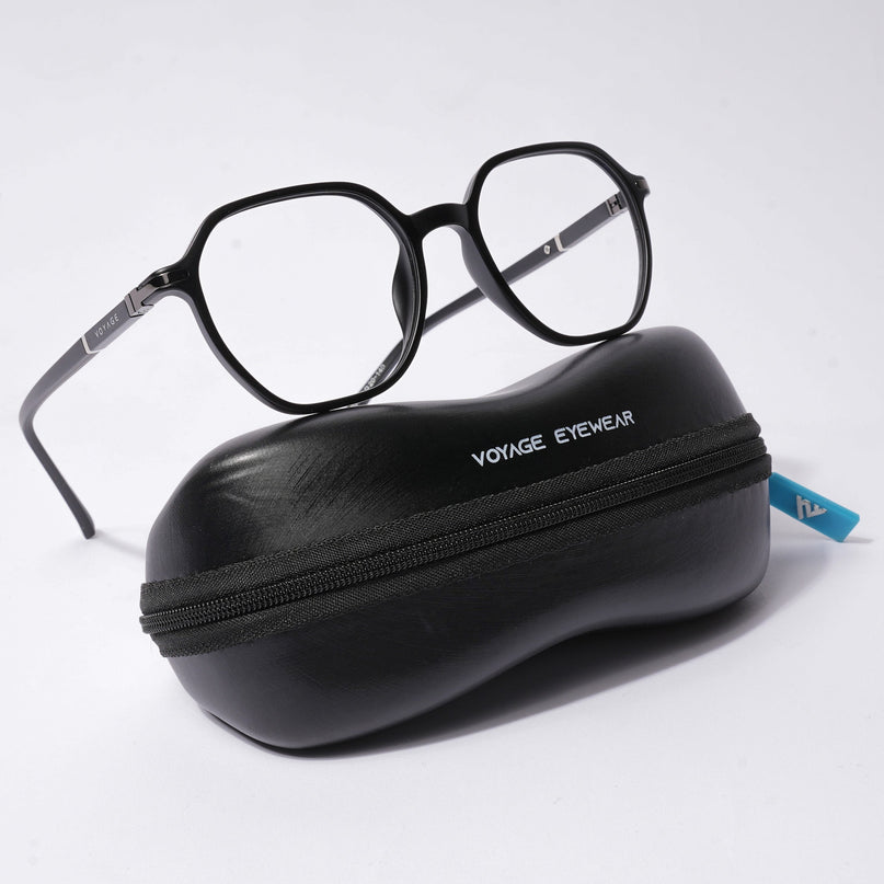 Voyage FlexLite Matt Black Square Eyeglasses for Men & Women - MG5570-C1