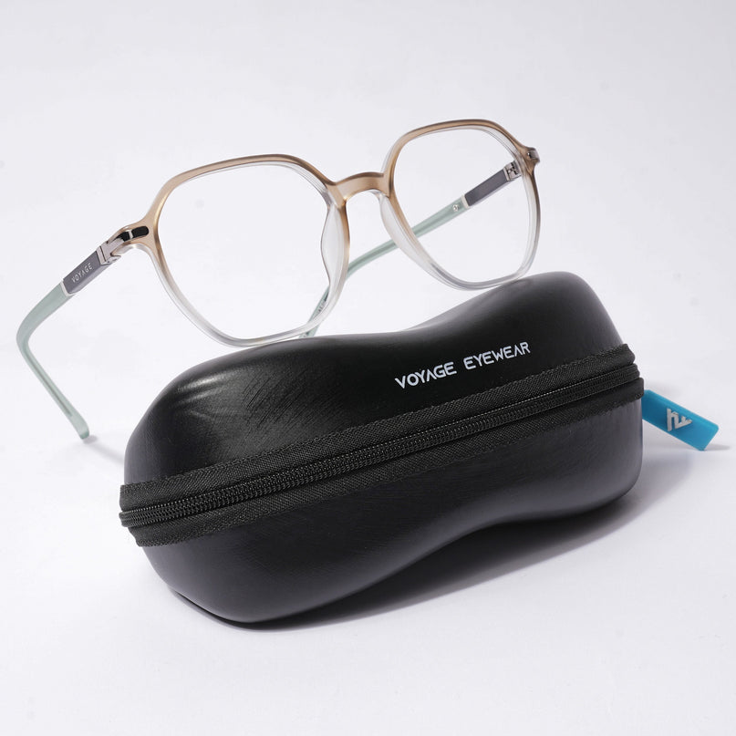 Voyage FlexLite Olive & Transparent Square Eyeglasses for Men & Women - MG5573-C4