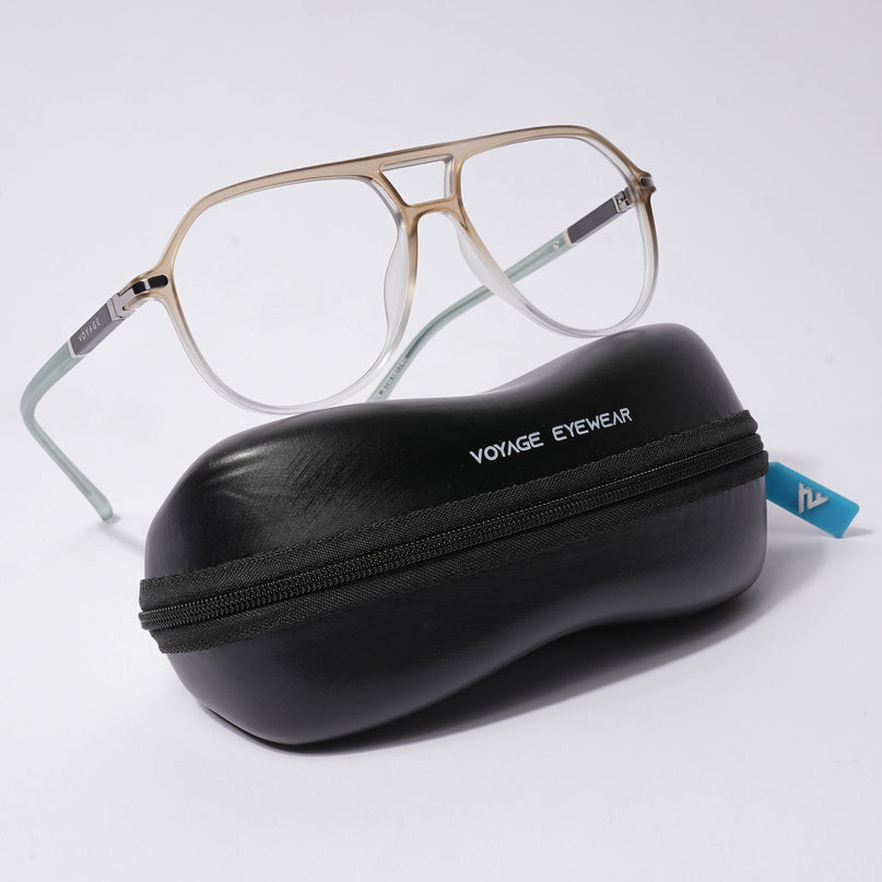 Voyage FlexLite Olive & Transparent Wayfarer Eyeglasses for Men & Women - MG5579-C4
