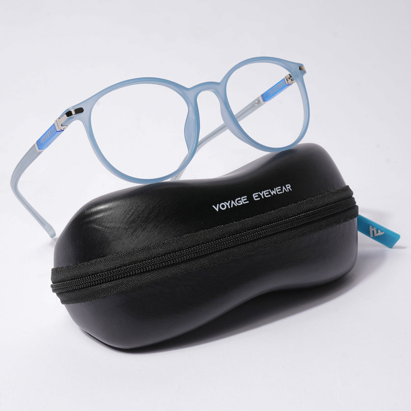 Voyage FlexLite Matt Blue Oval Eyeglasses for Men & Women - MG5584-C3